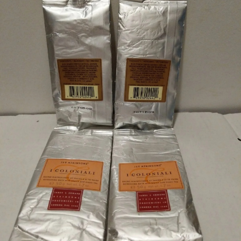 4 J & E ATKINSONS I COLONIALI BATH POWDER STARCH & GREEN TEA BUNDLE